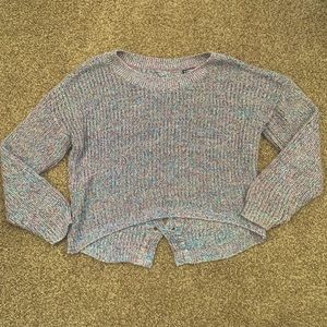 Express Multicolored Knit Open Back Sweater